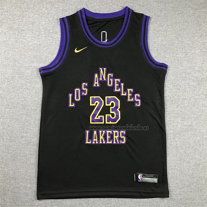 Camiseta Nino Los Angeles Lakers Lebron James NO 23 Ciudad 2023-24 Negro